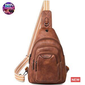 Faux Leather Crossbody Sling Bag Anti-Theft Fanny Pack Waist Bag